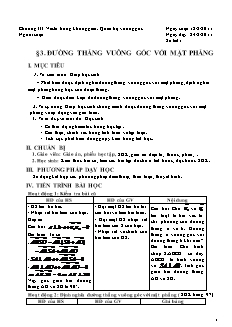 Giáo án môn Toán 11 - Đường thẳng vuông góc với mặt phẳng