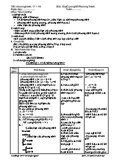 Giáo án môn Toán 11 - Tiết 17, 18: Đại cương về phương trình