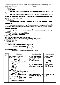 Giáo án môn Toán 11 - Tiết 19 + 20 + 21: Bài: Phương trình qui về bậc nhất bậc hai