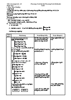 Giáo án môn Toán 11 - Tiết 23: Phương trình và hệ phương trình nhiều ẩn