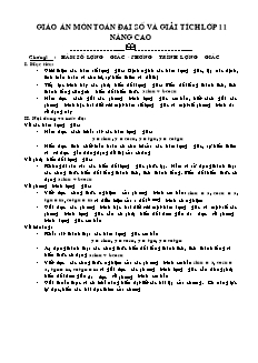 Giáo án môn Toán đại số và giải tích lớp 11 (nâng cao)