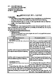 Giáo án môn Vật lý 9 - Bài 16: Định luật jun – lenxơ