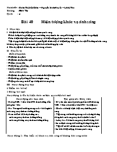 Giáo án môn Vật lý 9 - Bài 40: Hiện tượng khúc xạ ánh sáng