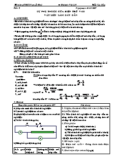 Giáo án môn Vật lý 9 - Sự phụ thuộc của điện trở vào vật liệu làm dây dẫn