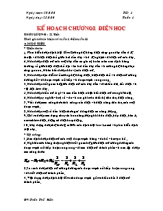 Giáo án môn Vật lý 9 - Tiết 1: Kế hoạch chương I: Điện học