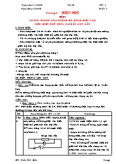 Giáo án môn Vật lý 9 - Tiết 1: Sự phụ thuộc của cường độ dòng điện vào hiệu điện thế giữa hai đầu dây dẫn