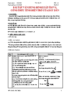 Giáo án môn Vật lý 9 - Tiết 11: Bài tập vận dụng định luật ôm và công thức tính điện trở của dây dẫn