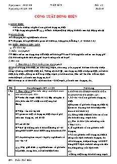 Giáo án môn Vật lý 9 - Tiết 12: Công suất dòng điện