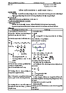 Giáo án môn Vật lý 9 - Tiết 20: Tổng kết chương I - Điện học