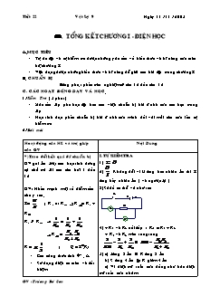 Giáo án môn Vật lý 9 - Tiết 22: Tổng kết chương I - Điện học