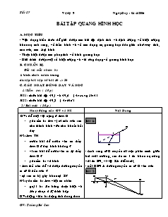 Giáo án môn Vật lý 9 - Tiết 57: Bài tập quang hình học