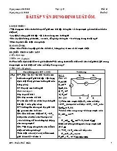 Giáo án môn Vật lý 9 - Tiết 6: Bài tập vận dụng định luât ôm