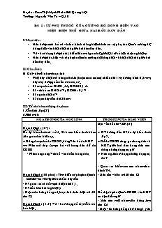 Giáo án môn Vật lý 9 - Trường: Nguyễn Văn Tố - Bài 1: Sự phụ thuộc của cường độ dòng điện vào hiệu điện thế giữa hai đầu dây dẫn