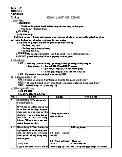 GIáo án môn Vật lý lớp 8 tiết 17: Định luật về công