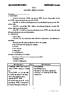 Giáo án môn Vật lý lớp 8 - Trường thcs Yên Thành