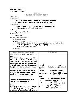 Giáo án soạn Vật lý 8 tiết 4: Bài tập về chuyển động