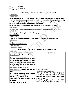 Giáo án soạn Vật lý 8 tiết 6: Sự cân bằng lực – quán tính