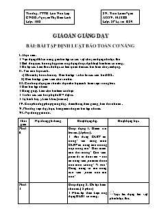 Giáo án thực tập môn Vật lý 10 - Bài: Bài tập định luật bảo toàn cơ năng