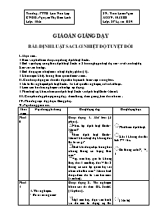 Giáo án thực tập môn Vật lý 10 - Bài: Định luật saclơ, nhiệt độ tuyệt đối