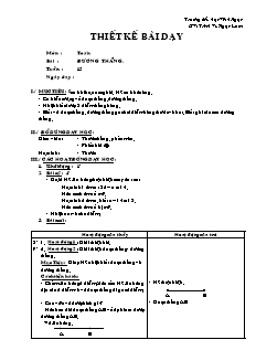 Giáo án Toán lớp 2 tuần 15: Đường thẳng