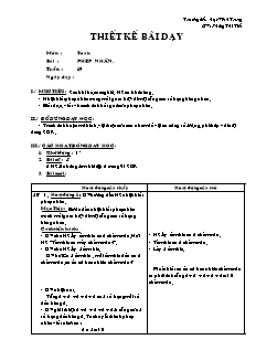 Giáo án Toán lớp 2 tuần 19: Phép nhân