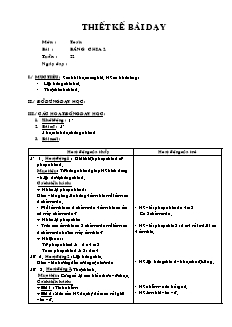 Giáo án Toán lớp 2 tuần 22: Bảng chia 2