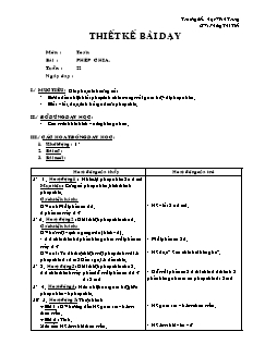 Giáo án Toán lớp 2 tuần 22: Phép chia