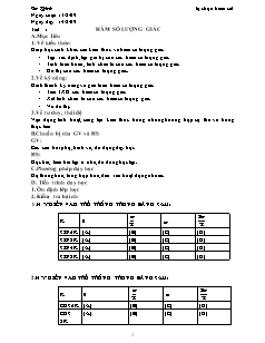 Giáo án Tự chọn bám sát môn Toán 11