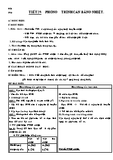 Giáo án Vật lý 08 tiết 29: Phương trình cân bằng nhiệt