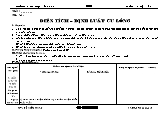 Giáo án Vật lý 11 - Bài 16: Điện tích – Định luật cu lông