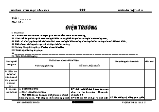 Giáo án Vật lý 11 - Bài 18: Điện trường