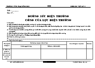 Giáo án Vật lý 11 - Bài 19: Đường sức điện trường công của lực điện trường