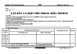 Giáo án Vật lý 11 - Bài 22: Vật dẫn và điện môi trong điện trường