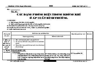 Giáo án Vật lý 11 - Bài 40: Các dạng phóng điện trong không khí ở áp suất bình thường