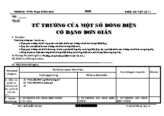 Giáo án Vật lý 11 - Bài 50: Từ trường của một số dòng điện có dạng đơn giản