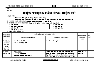 Giáo án Vật lý 11 - Bài 58: Hiện tượng cảm ứng điện từ