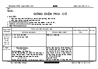 Giáo án Vật lý 11 - Bài 61: Dòng điện phu - Cô