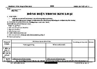 Giáo án Vật lý 11 - Bài Dòng điện trong kim loại