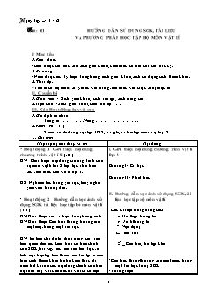 Giáo án Vật lý 8 tiết 01: Hướng dẫn sử dụng sgk, tài liệu và phương pháp học tập bộ môn vật lí