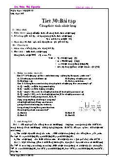 Giáo án Vật lý 8 Tiết 30: Bài tập Công thức tính nhiệt lượng