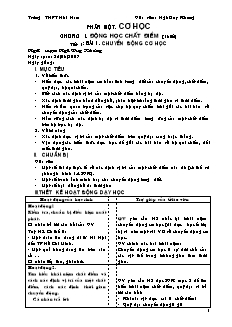 Giáo án Vật lý khối 10 - Trường THPT Nhã Nam