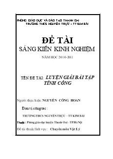 Giáo án Vật lý khối 9 - Luyện giải bài tập tính công