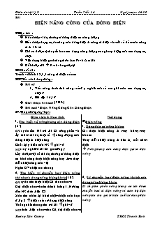 Giáo án Vật lý lớp 9 - Điện năng công của dòng điện
