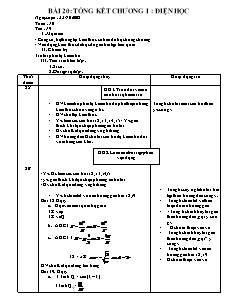 Giáo án Vật lý lớp 9 - Tiết 19: Tổng kết chương I: Điện học