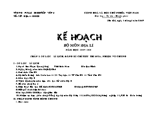 Kế hoạch bộ môn: Địa lí năm học 2009 - 2010