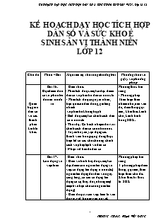 Kế hoạch dạy học tích hợp dân số & sức khỏe sinh sản VTN Địa lí 12