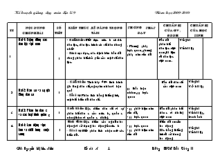 Kế hoạch giảng dạy môn Địa lí 9