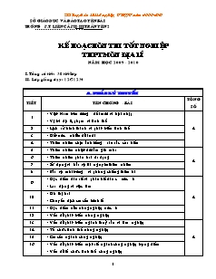 Kế hoạch ôn thi tốt nghiệp THPT môn Địa lí năm học 2009 - 2010