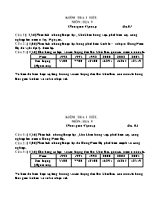 Kiểm tra 1 tiết. môn: Địa 9