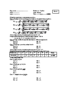 Kiểm tra: 15 phút môn: Đại số